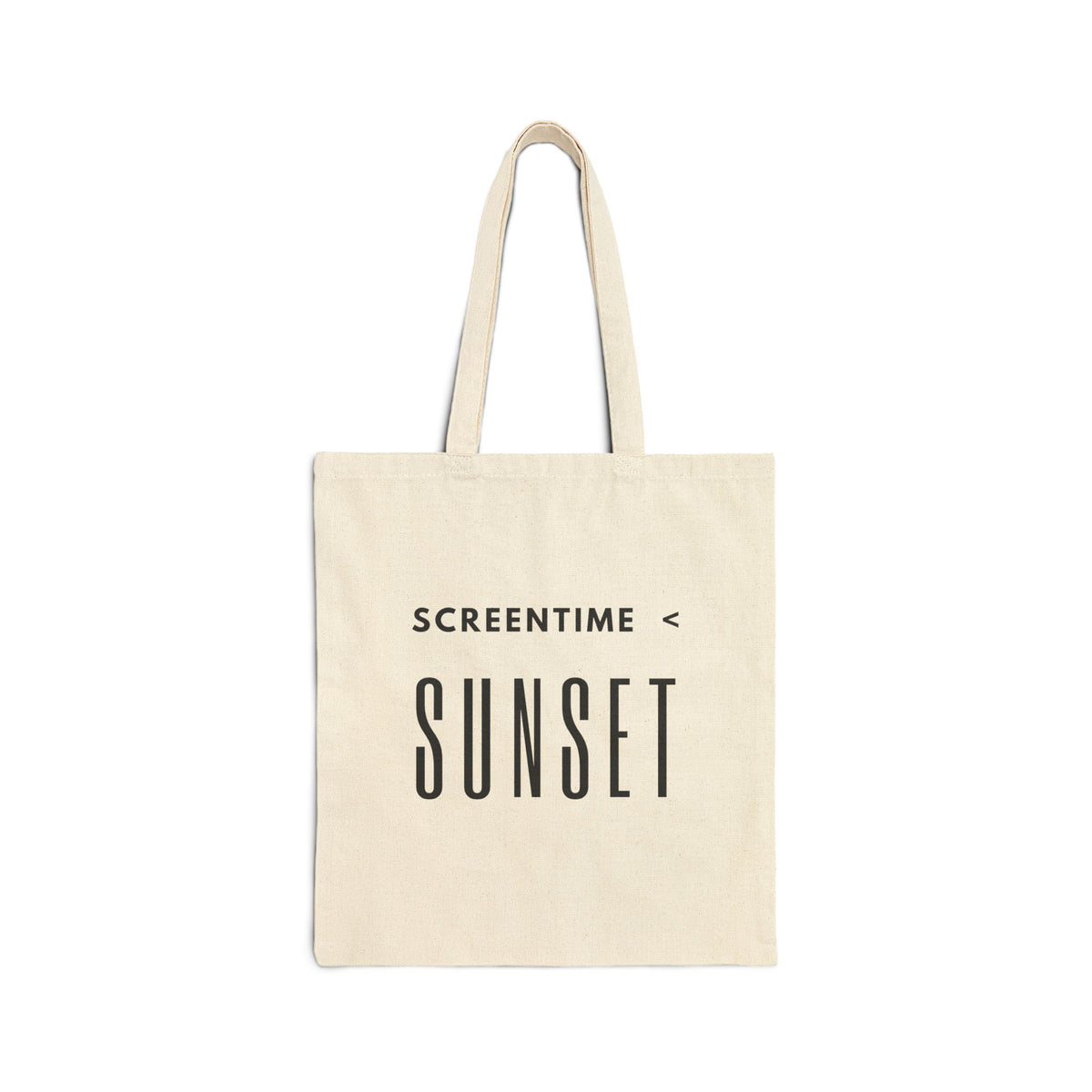 Tote Bag — "Screentime < Sunset" Canvas Tote | Beachy Minimalist Everyday Shopper