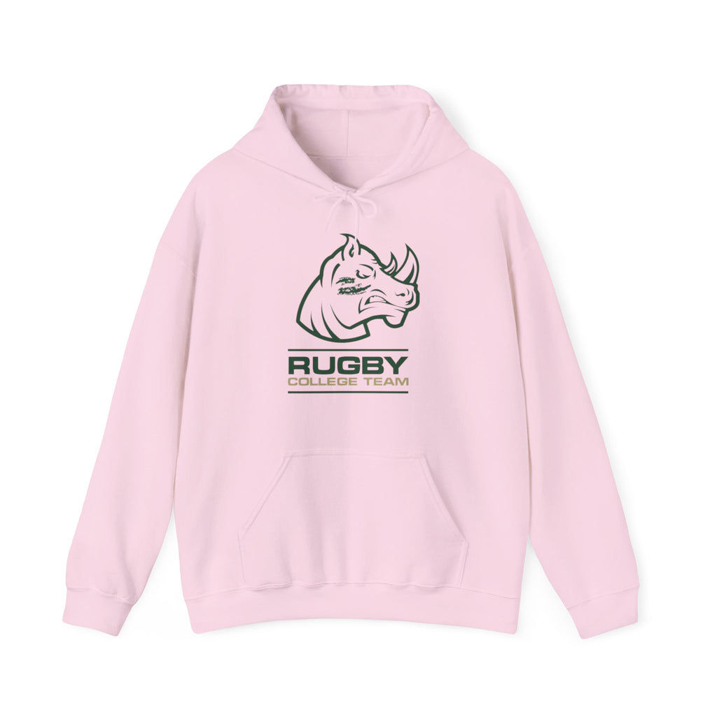 Rugby College Team Rhino Hoodie — Men's/Women's Athletic Hooded Sweatshirt