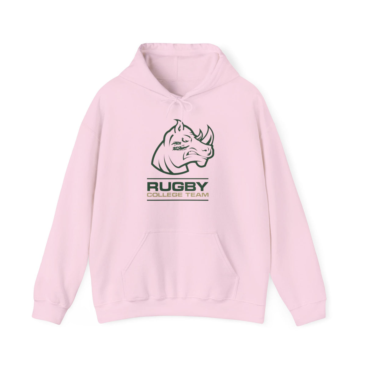 Rugby College Team Rhino Hoodie — Men's/Women's Athletic Hooded Sweatshirt