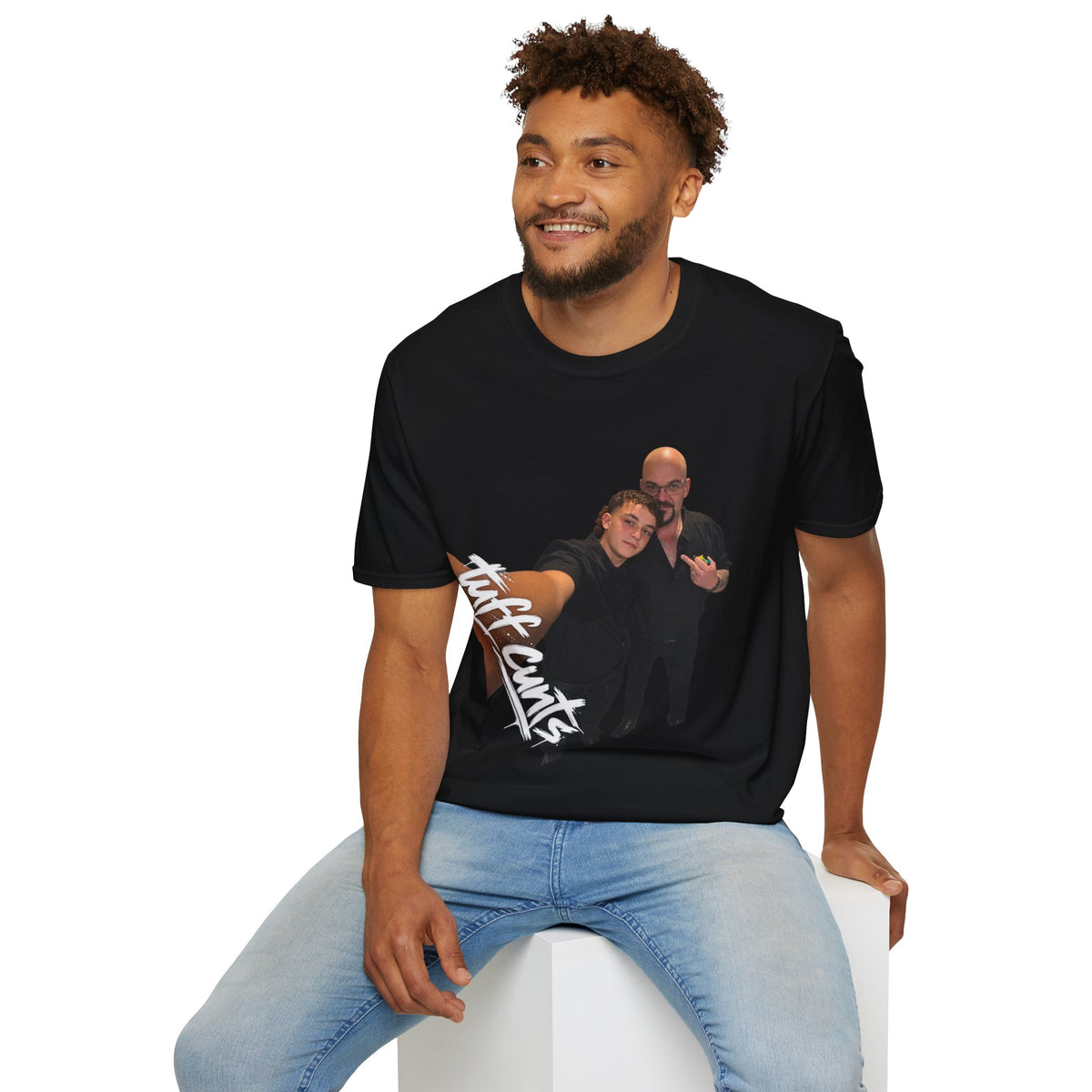 Father/ Son T‑Shirt — Custom Couple Portrait Tee with 'tuff cunts' Graphic