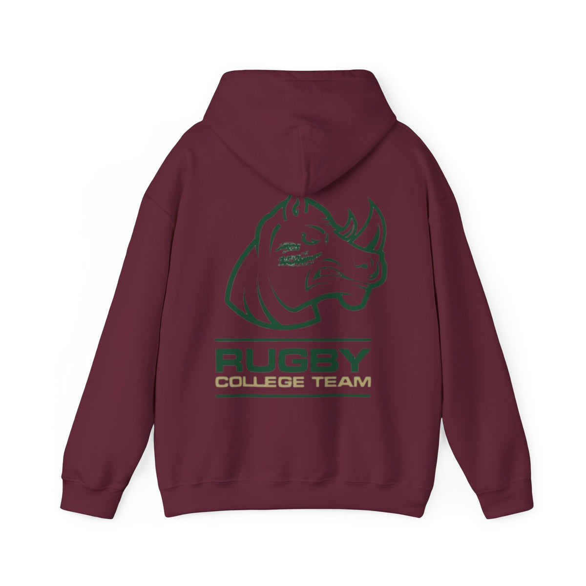 Rugby College Team Rhino Hoodie — Men's/Women's Athletic Hooded Sweatshirt