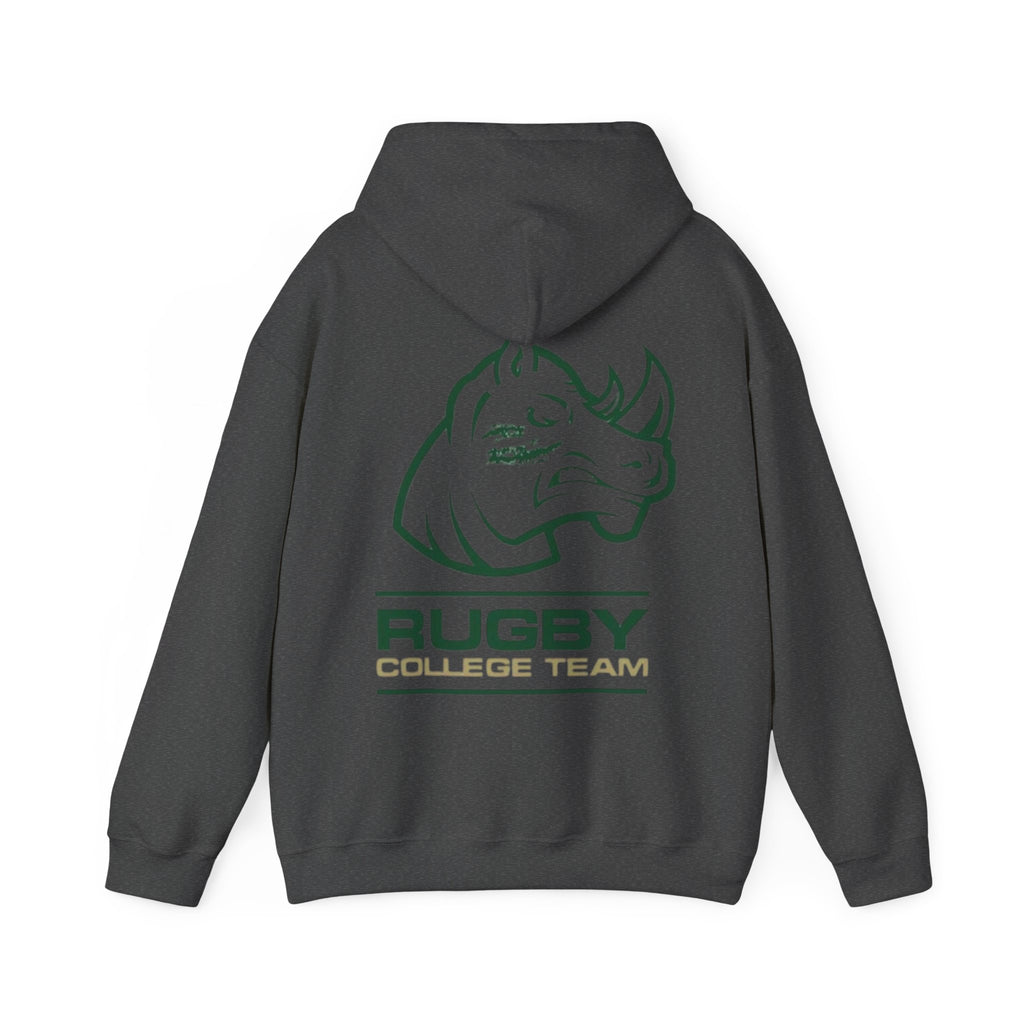 Rugby College Team Rhino Hoodie — Men's/Women's Athletic Hooded Sweatshirt