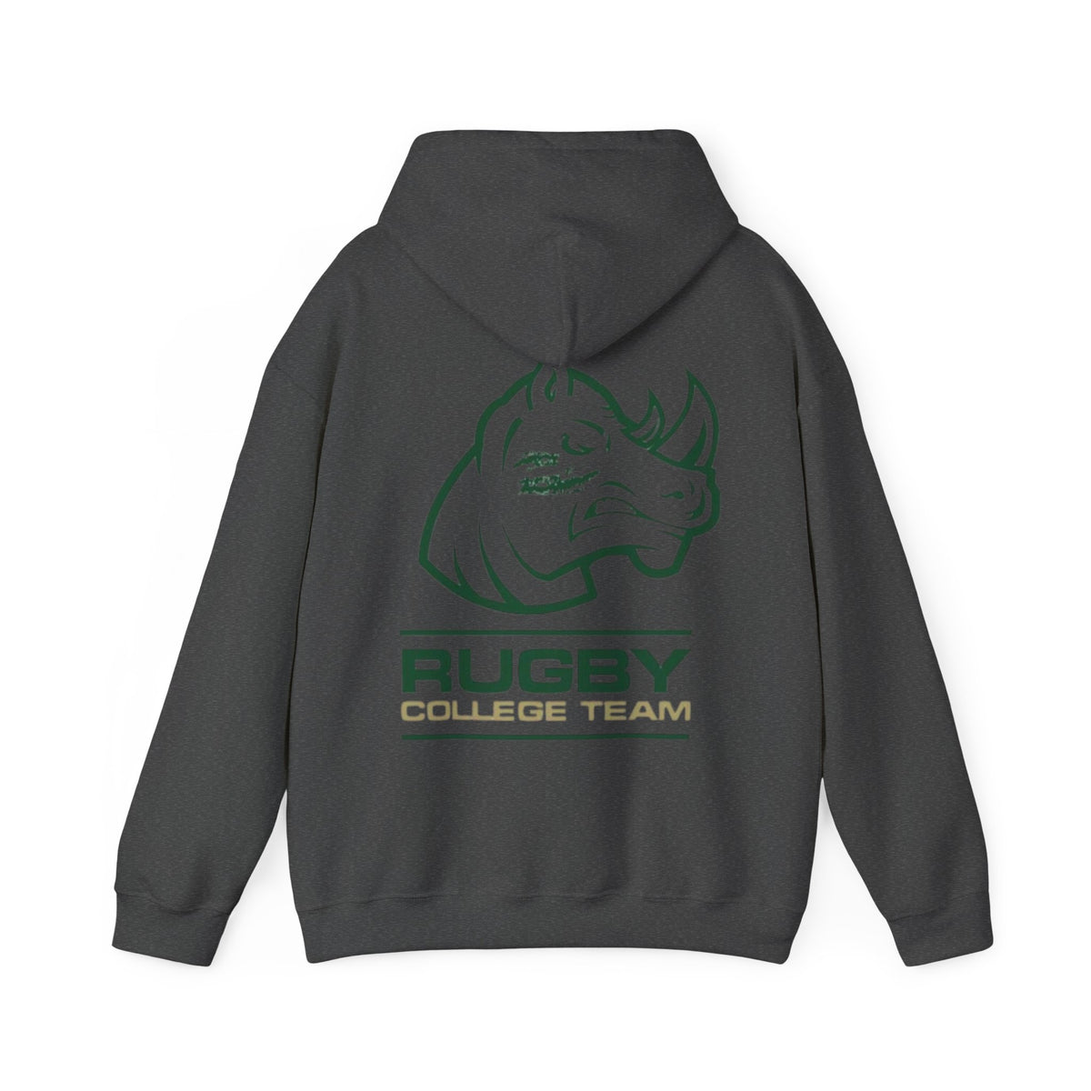 Rugby College Team Rhino Hoodie — Men's/Women's Athletic Hooded Sweatshirt