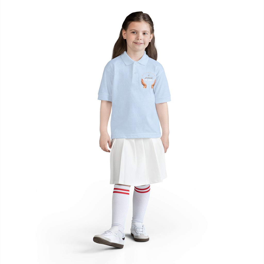 Youth Polo ( white font ) — 'In God We Trust' Hands Logo Embroidered Chest Shirt