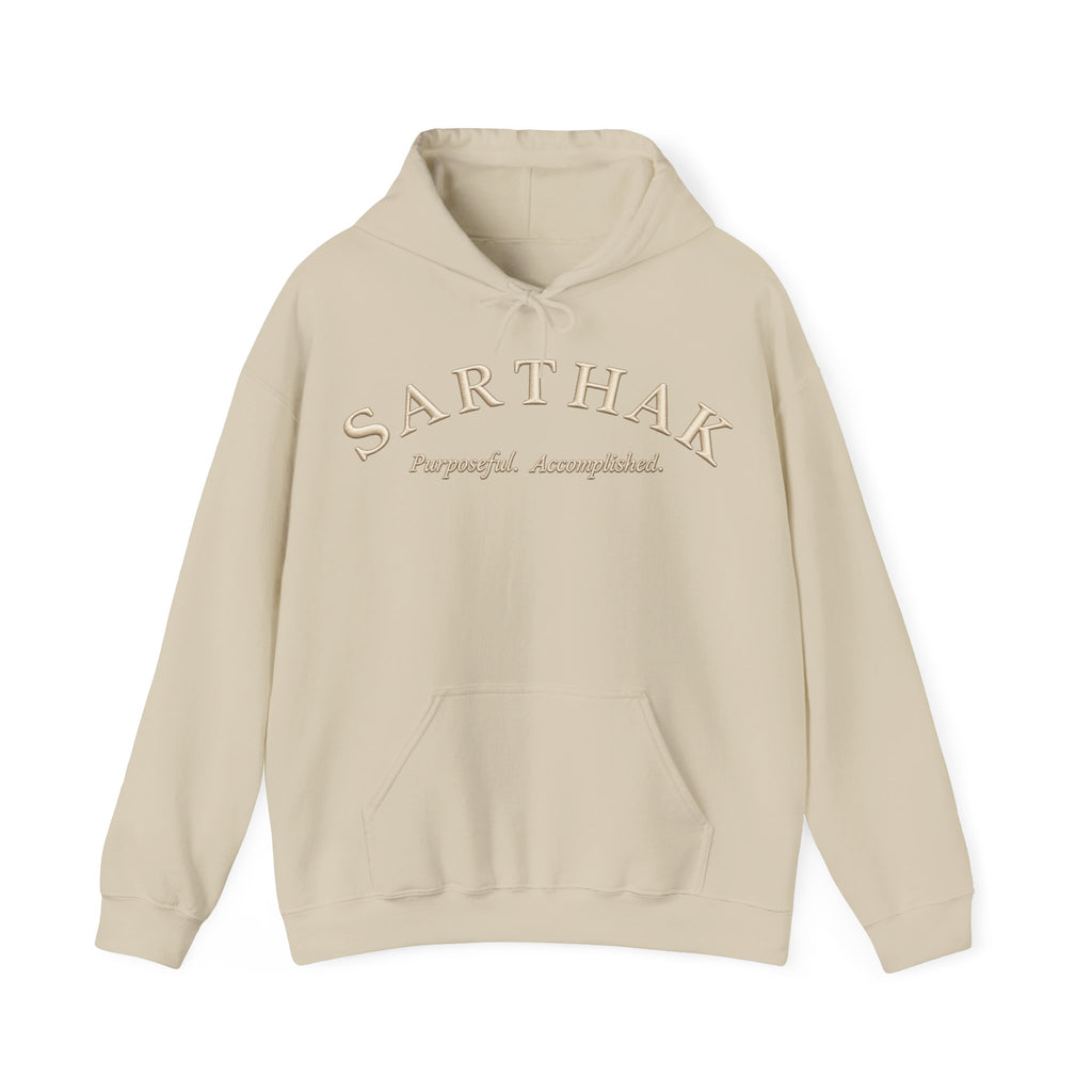 Sarthak Script Hoodie — “Purposeful. Accomplished.” Inspirational Name Hooded Sweatshirt