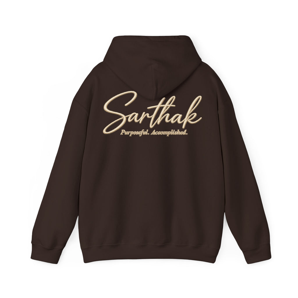 Sarthak Script Hoodie — “Purposeful. Accomplished.” Inspirational Name Hooded Sweatshirt