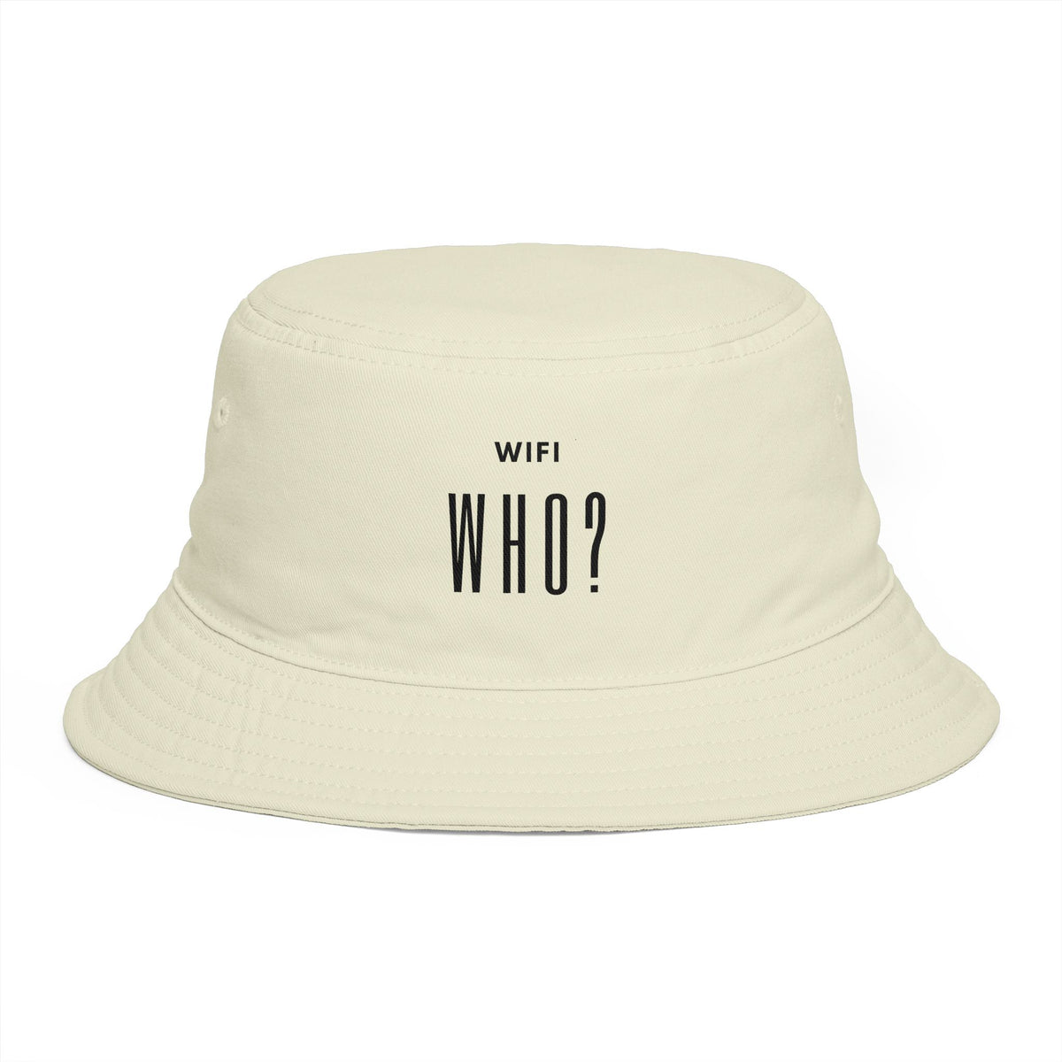 Bucket Hat — 'WiFi WHO?' Minimalist Brown Bucket Hat | Funny Tech Travel Accessory