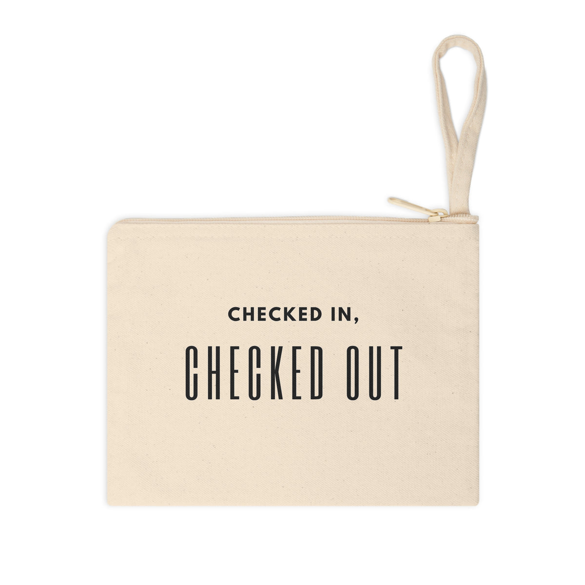 Checked In, Checked Out Canvas Zipper Pouch - Travel Wristlet Accessory