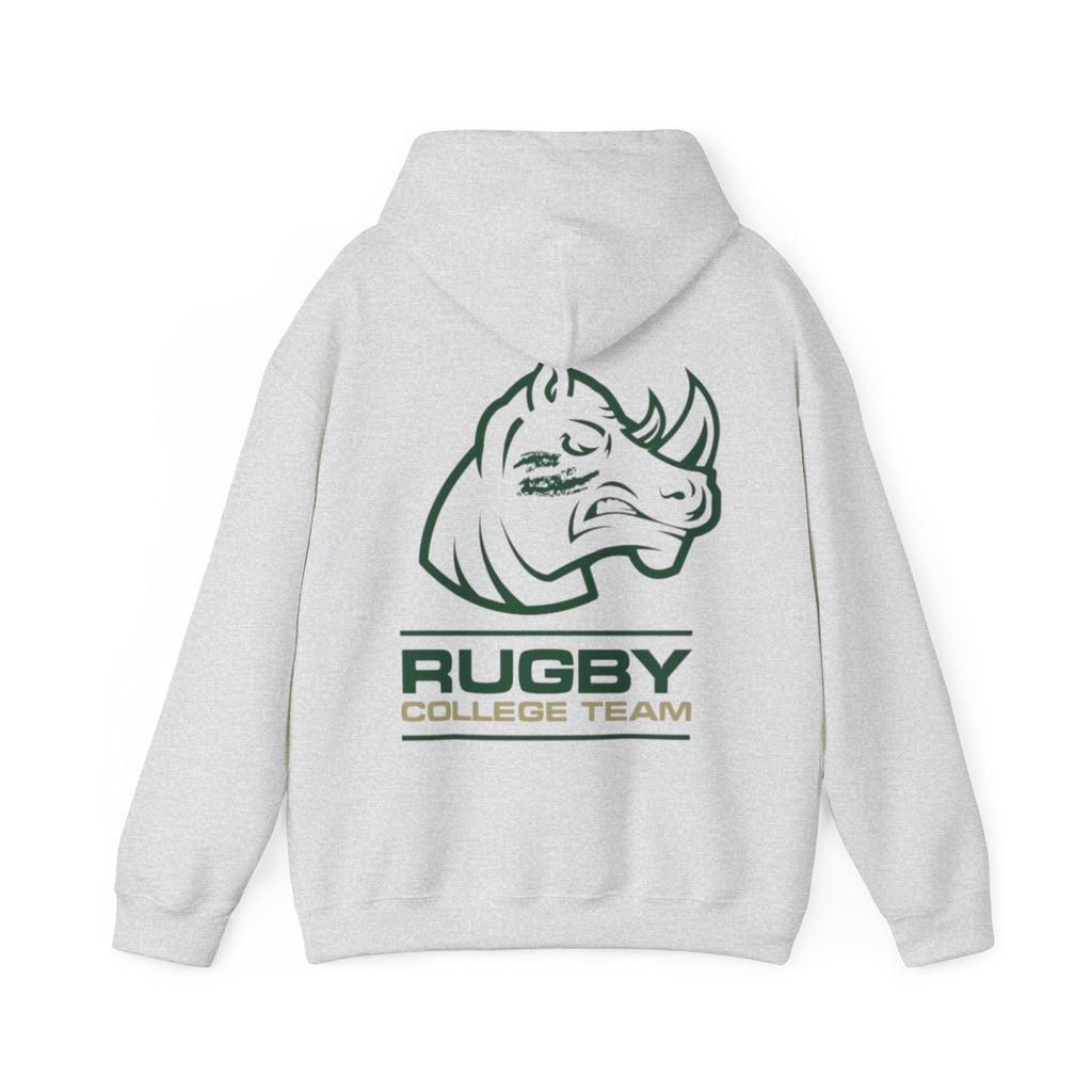 Rugby College Team Rhino Hoodie — Men's/Women's Athletic Hooded Sweatshirt