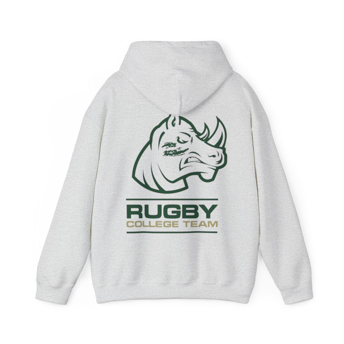 Rugby College Team Rhino Hoodie — Men's/Women's Athletic Hooded Sweatshirt