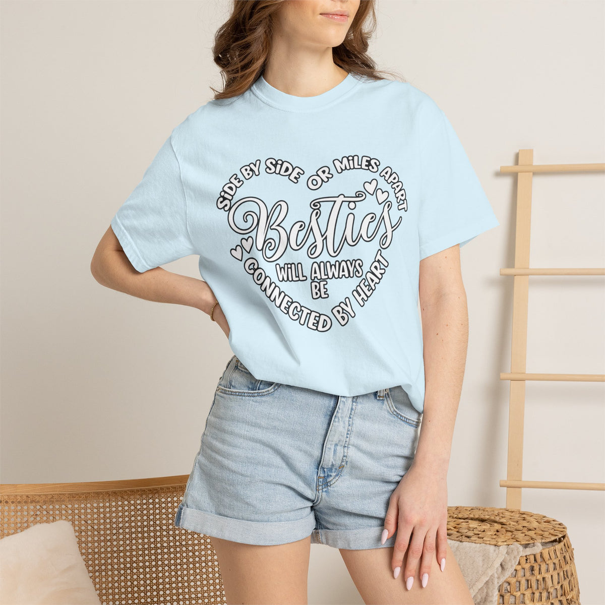 Besties Will Always Be Connected by Heart T-Shirt