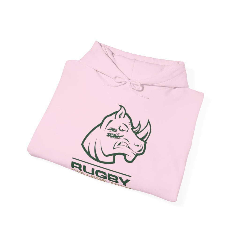 Rugby College Team Rhino Hoodie — Men's/Women's Athletic Hooded Sweatshirt