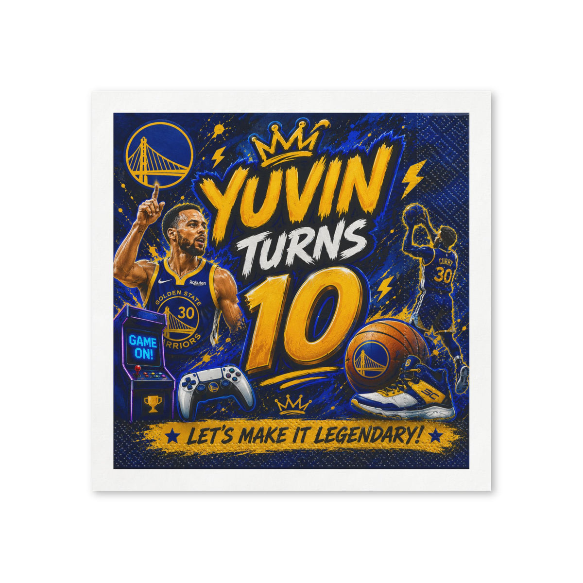 Personalized Basketball Birthday Napkins — “Yuvin Turns 10” Kids Party Supplies