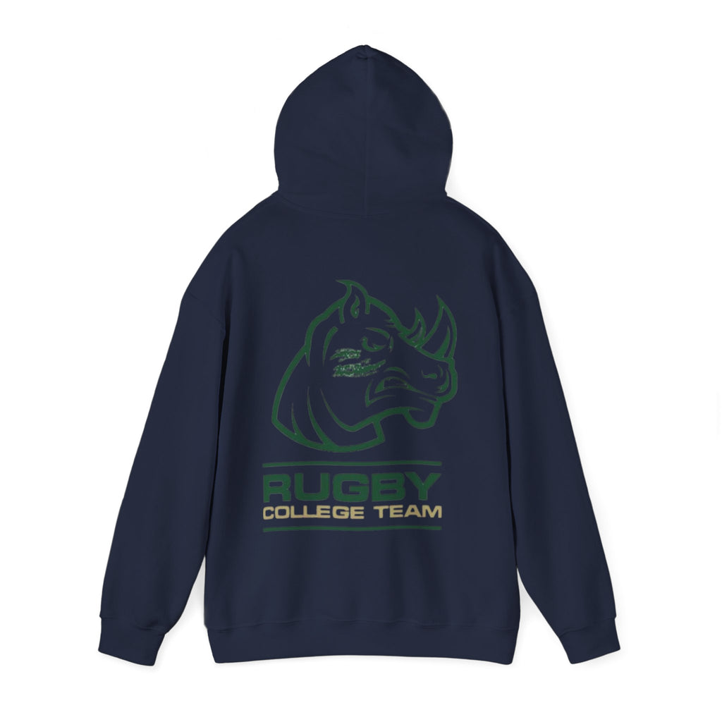 Rugby College Team Rhino Hoodie — Men's/Women's Athletic Hooded Sweatshirt