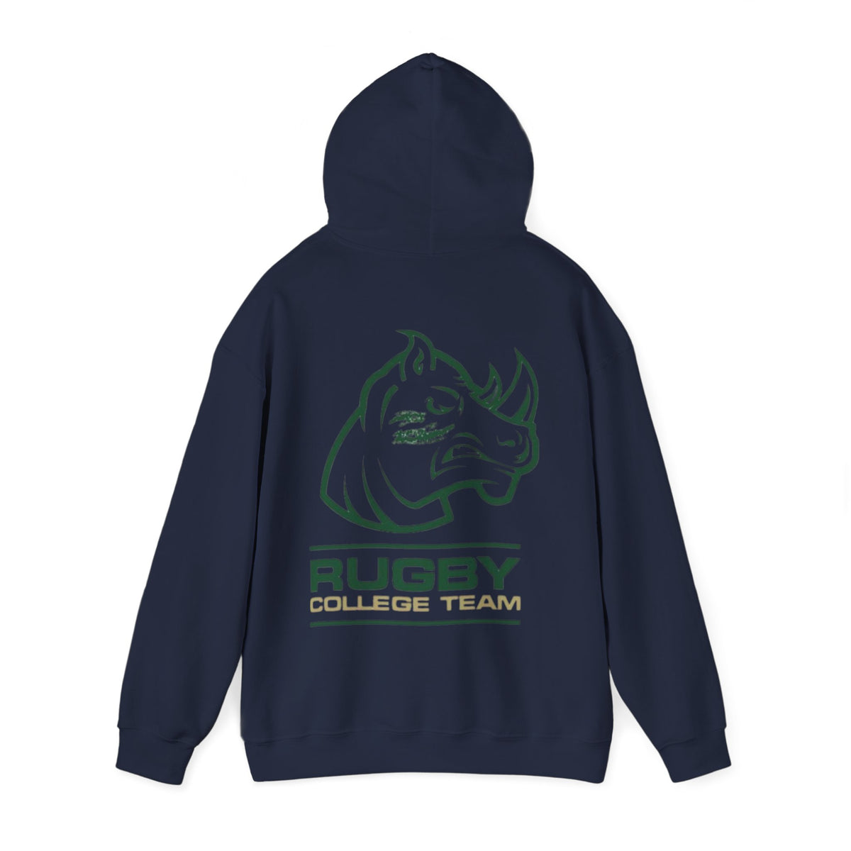 Rugby College Team Rhino Hoodie — Men's/Women's Athletic Hooded Sweatshirt