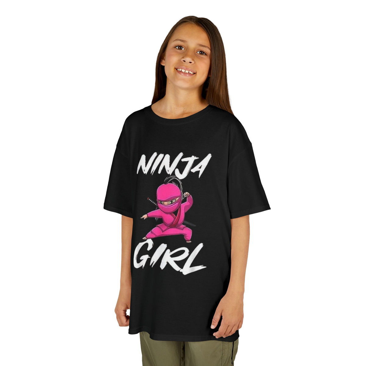 Ninja Girl Kids T‑Shirt — Pink Ninja Graphic Tee for Girls