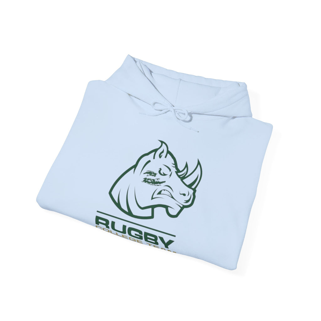 Rugby College Team Rhino Hoodie — Men's/Women's Athletic Hooded Sweatshirt