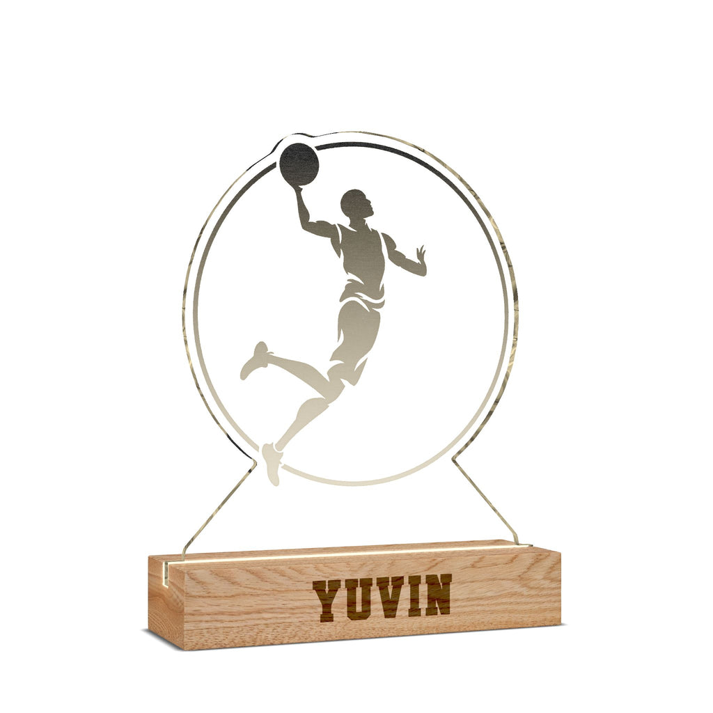 Custom UV Night Light Acrylic LED Lamp with Personalized Wooden Base