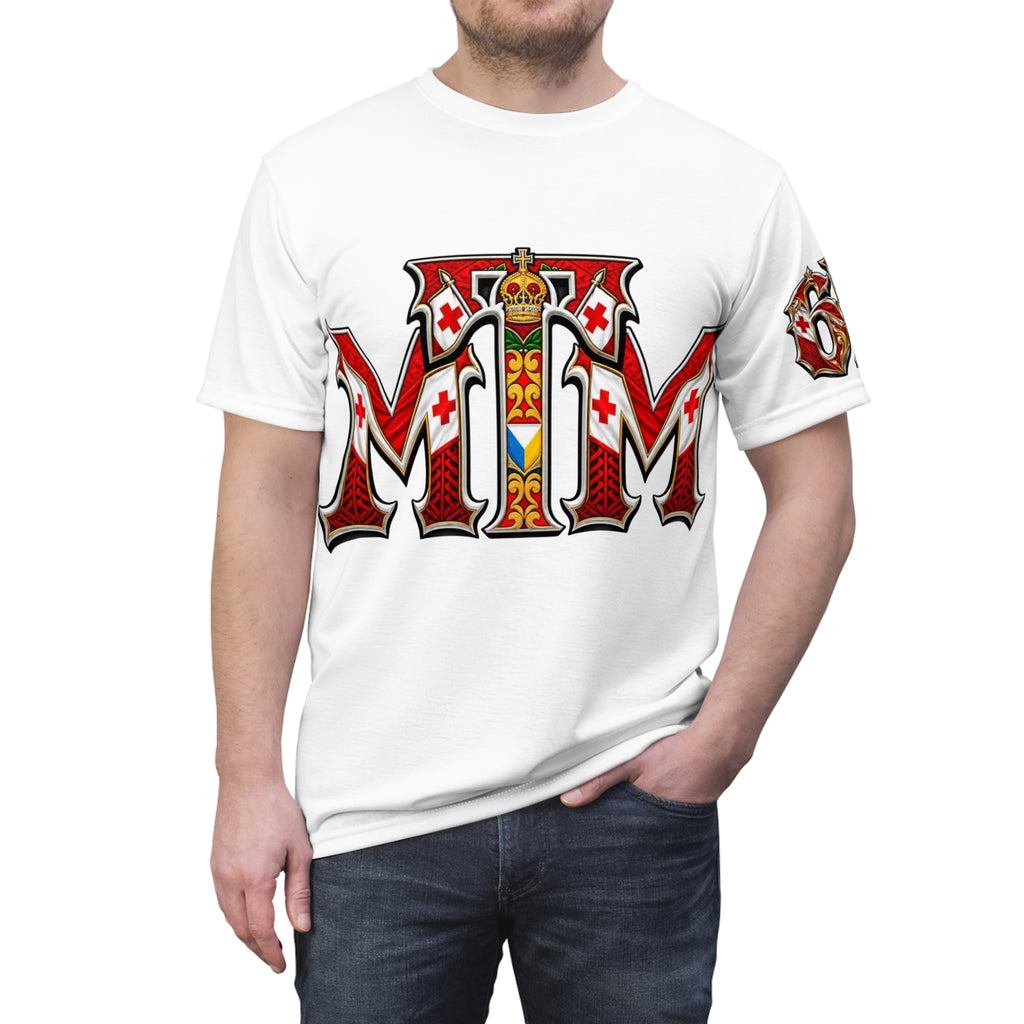 BIG OPTION -Royal 'MIM' Graphic Tee – Medieval Crest Lettering T‑Shirt