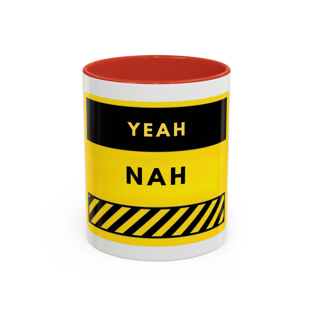 Yeah Nah Accent Coffee Mug – Funny Yellow Caution Coffee Cup (11/15oz)