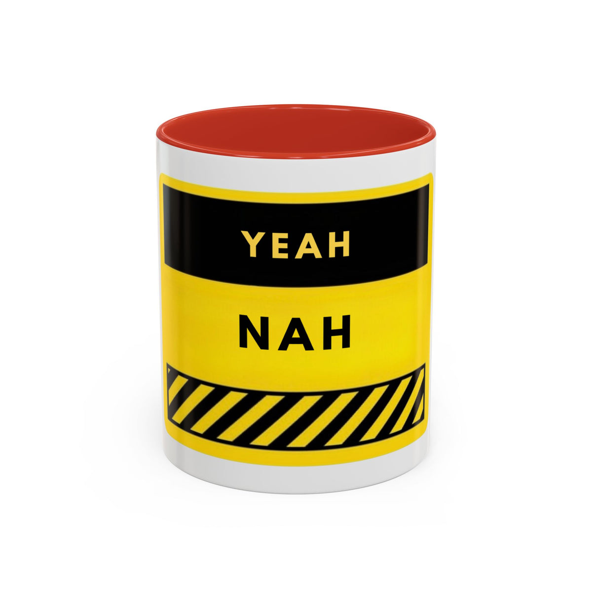 Yeah Nah Accent Coffee Mug – Funny Yellow Caution Coffee Cup (11/15oz)