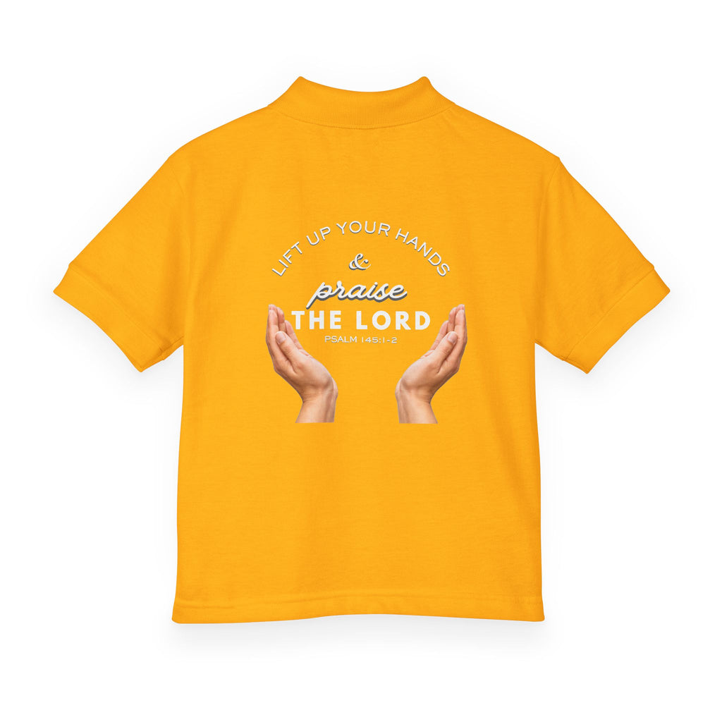Youth Polo ( white font ) — 'In God We Trust' Hands Logo Embroidered Chest Shirt