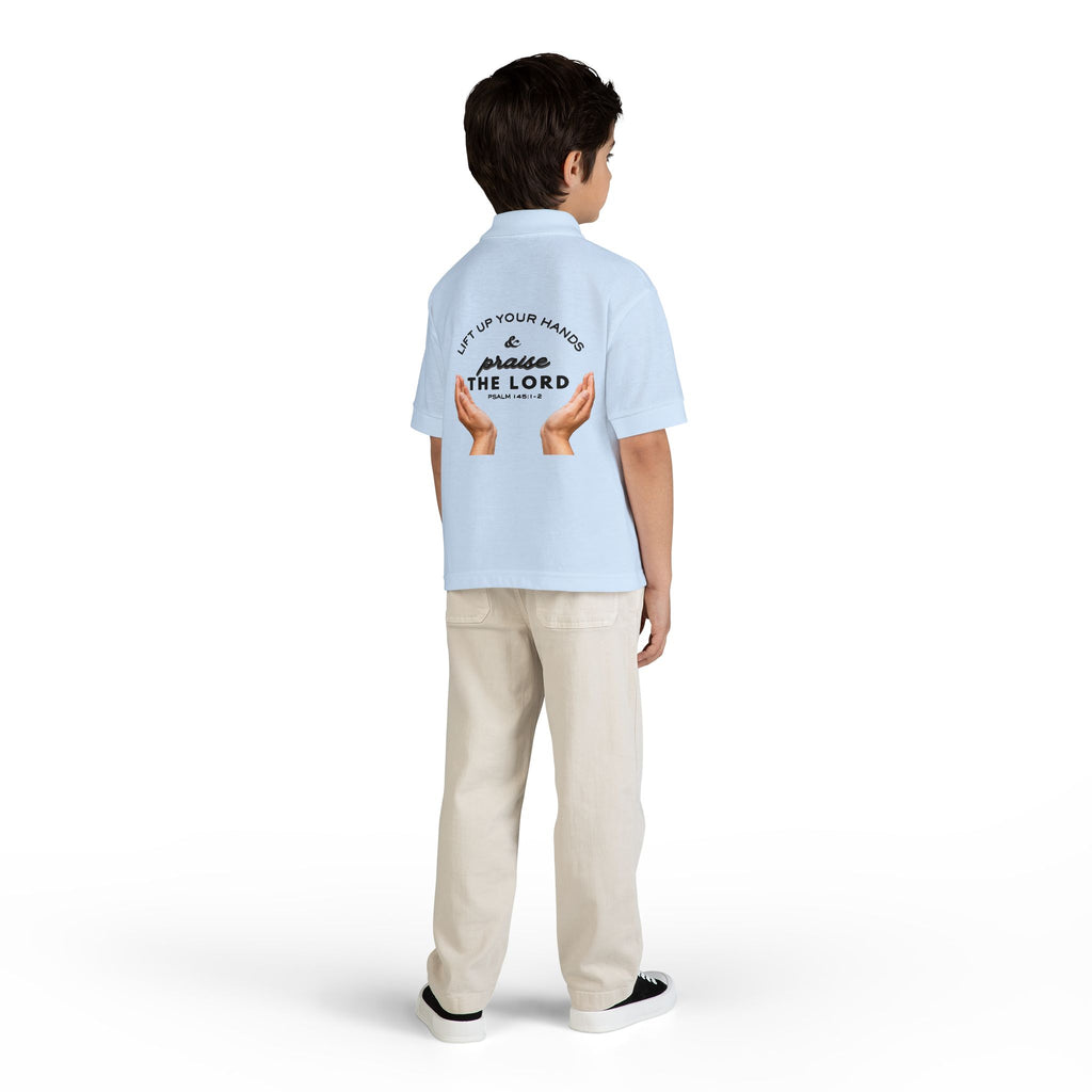 Youth Polo ( black font ) — 'In God We Trust' Hands Logo Embroidered Chest Shirt