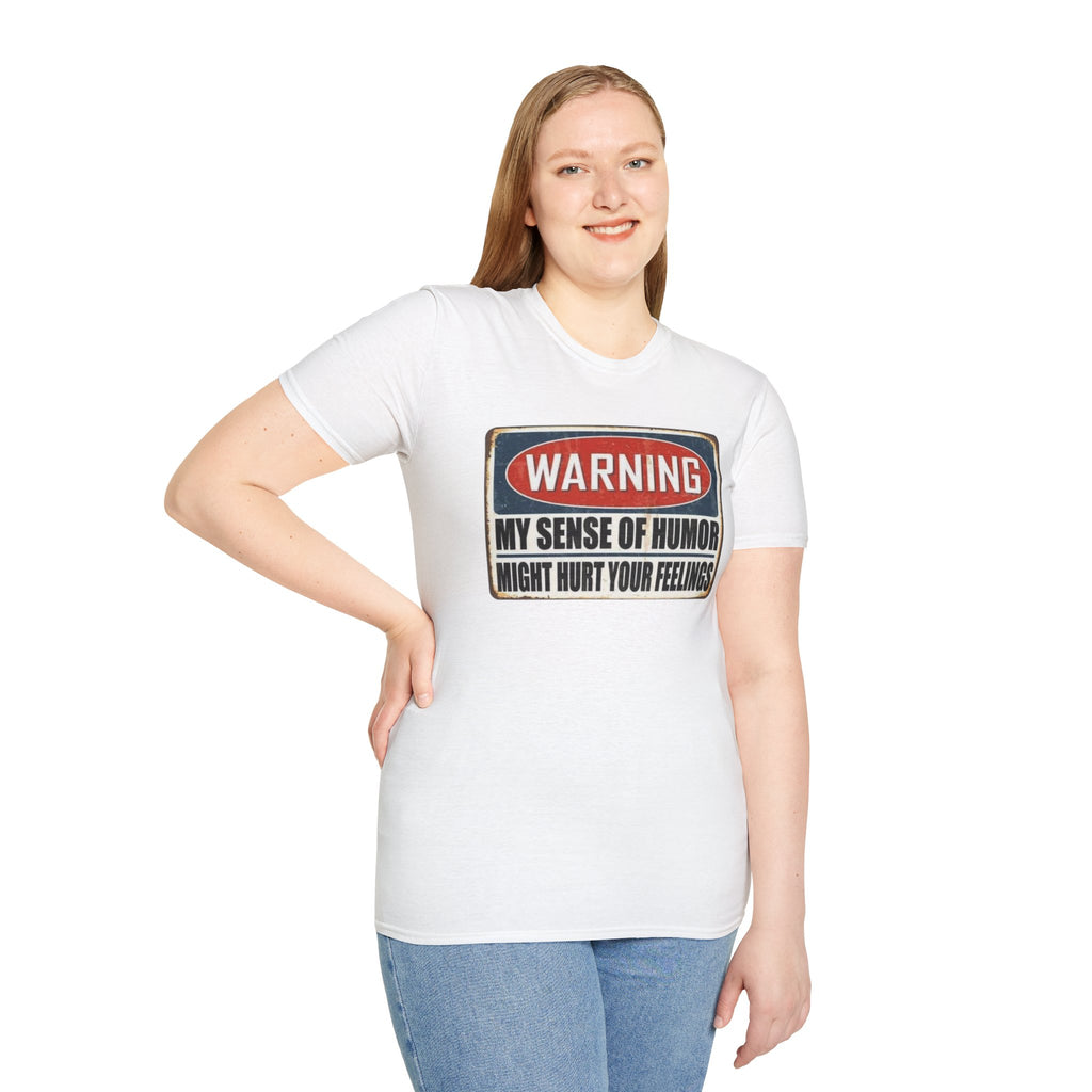 Warning My Sense Of Humor T-Shirt — Funny Retro Sign Graphic Tee