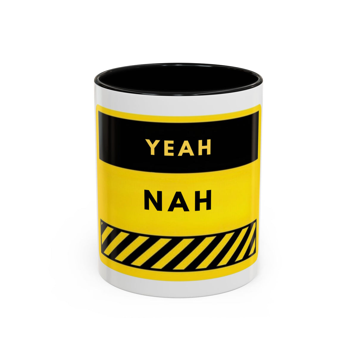Yeah Nah Accent Coffee Mug – Funny Yellow Caution Coffee Cup (11/15oz)
