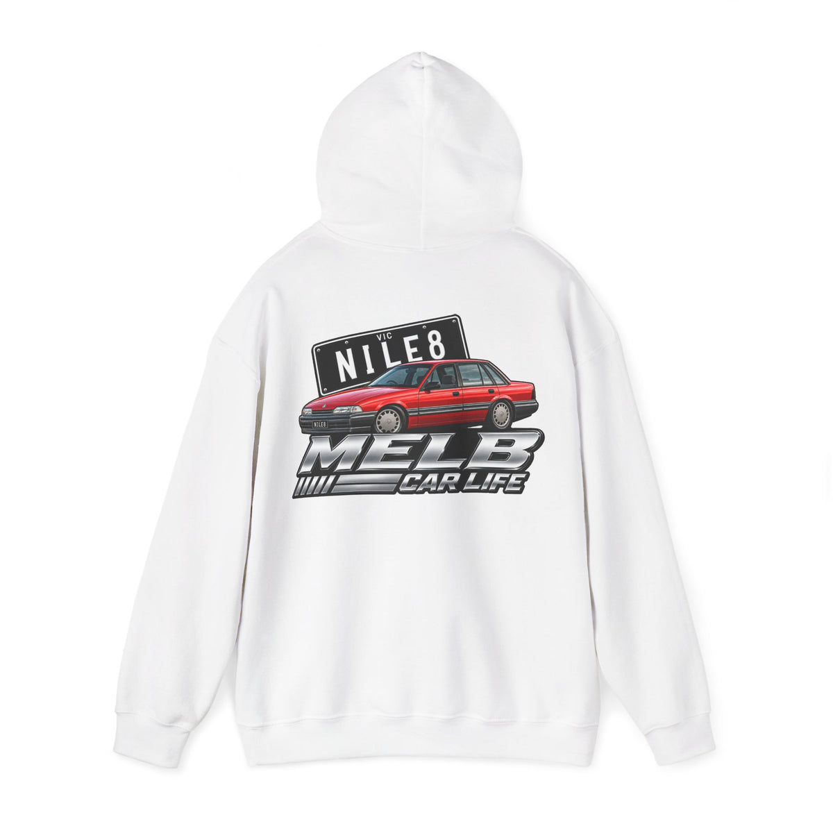 Car Life Hoodie — Red Station Wagon "NILE8" Graphic Streetwear