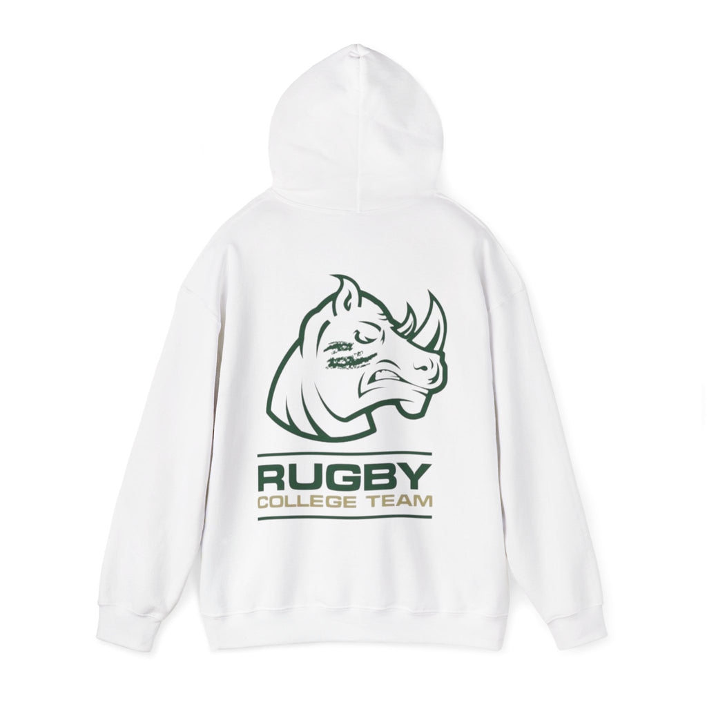 Rugby College Team Rhino Hoodie — Men's/Women's Athletic Hooded Sweatshirt