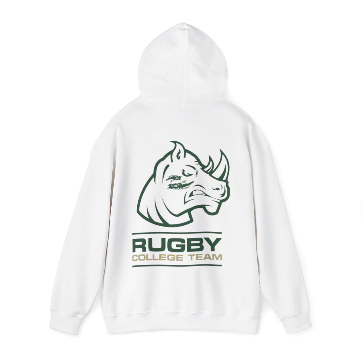 Rugby College Team Rhino Hoodie — Men's/Women's Athletic Hooded Sweatshirt
