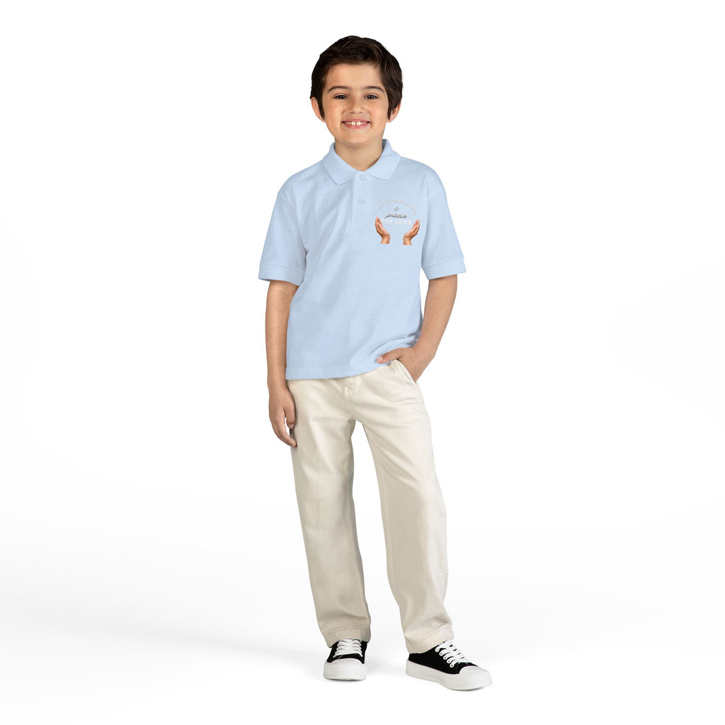 Youth Polo ( white font ) — 'In God We Trust' Hands Logo Embroidered Chest Shirt