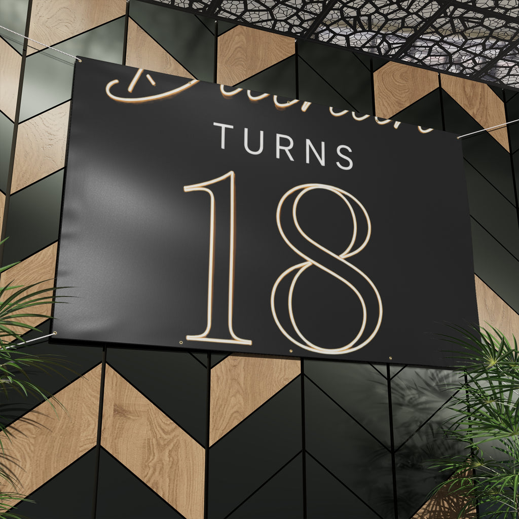 18th Birthday Matte Banner - Elegant Neon Numbers Party Sign
