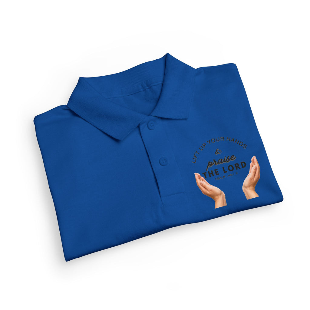 Youth Polo ( black font ) — 'In God We Trust' Hands Logo Embroidered Chest Shirt