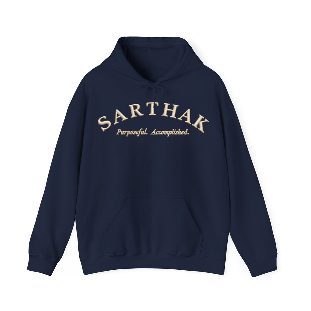 Sarthak Script Hoodie — “Purposeful. Accomplished.” Inspirational Name Hooded Sweatshirt