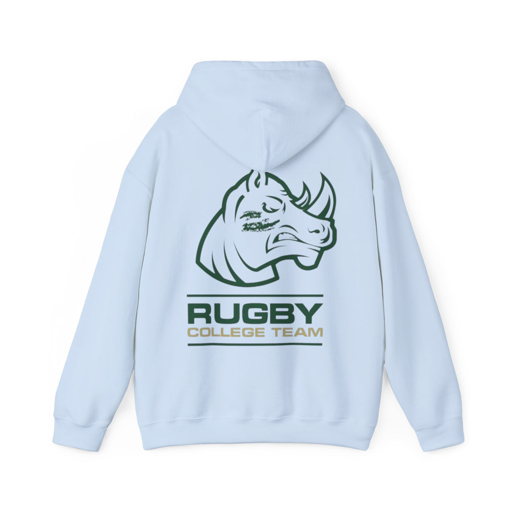 Rugby College Team Rhino Hoodie — Men's/Women's Athletic Hooded Sweatshirt