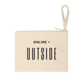 Accessory Zipper Pouch — "Online < Outside" Canvas Wristlet | Minimalist Travel & Tech Organizer