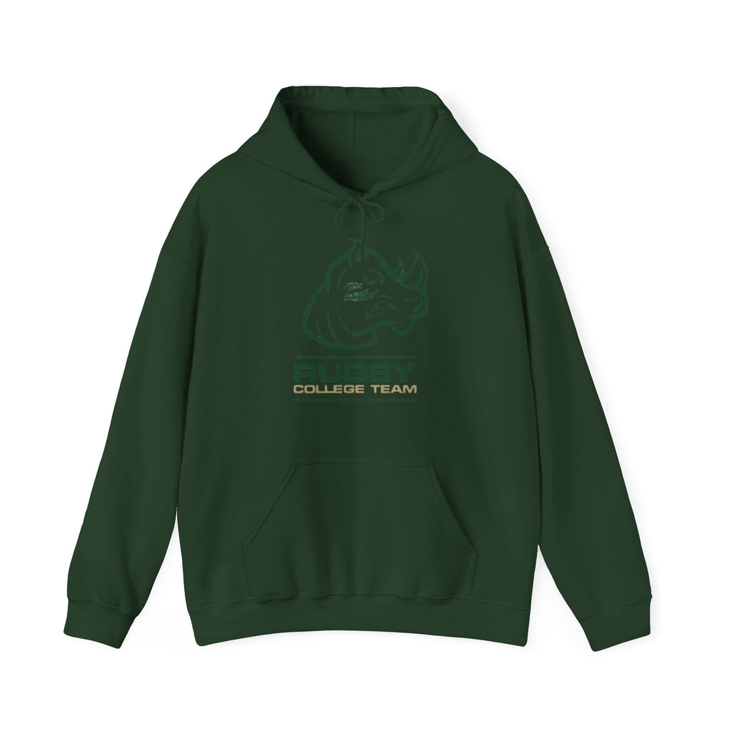 Rugby College Team Rhino Hoodie — Men's/Women's Athletic Hooded Sweatshirt