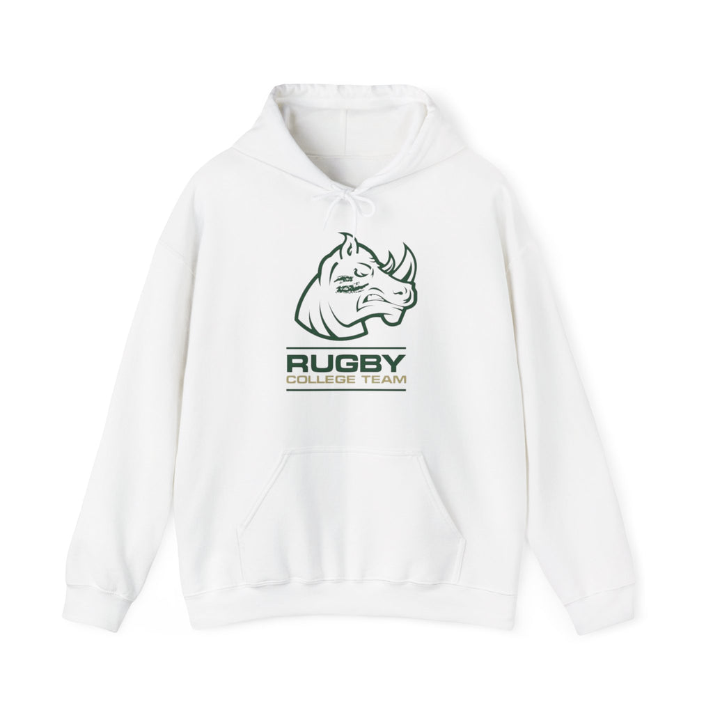 Rugby College Team Rhino Hoodie — Men's/Women's Athletic Hooded Sweatshirt