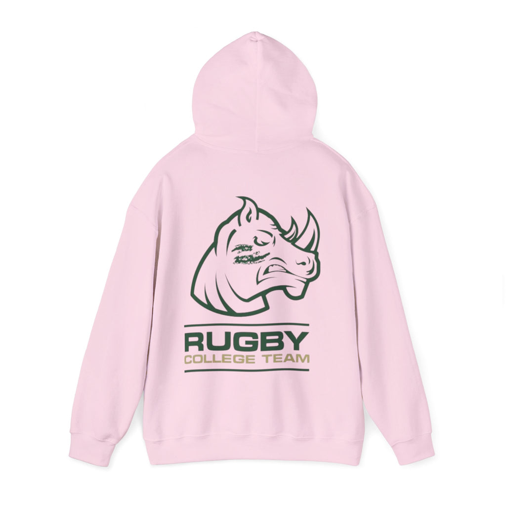 Rugby College Team Rhino Hoodie — Men's/Women's Athletic Hooded Sweatshirt