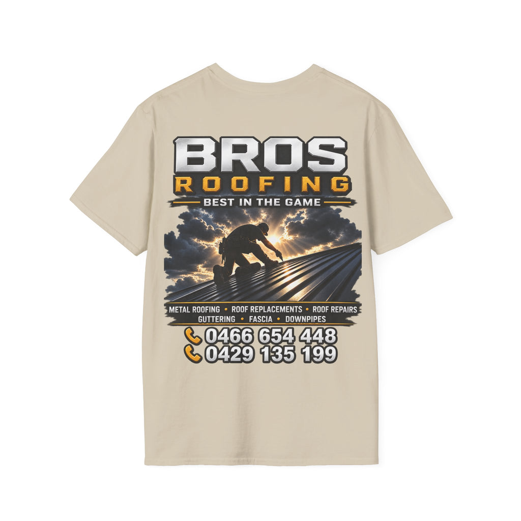 BROS Roofing T‑Shirt – “BROS ROOFING: Best in the Game” Crew Tee
