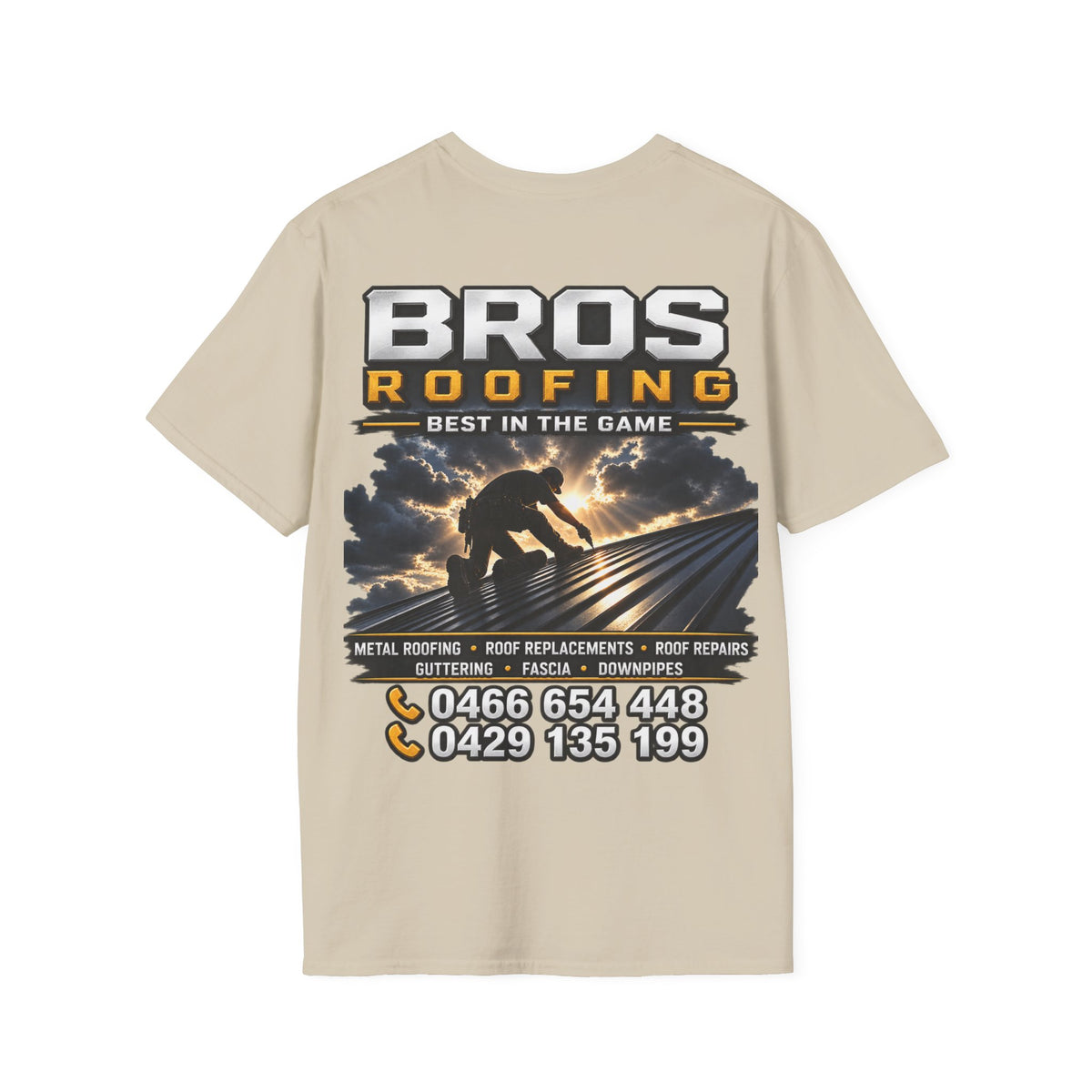 BROS Roofing T‑Shirt – “BROS ROOFING: Best in the Game” Crew Tee