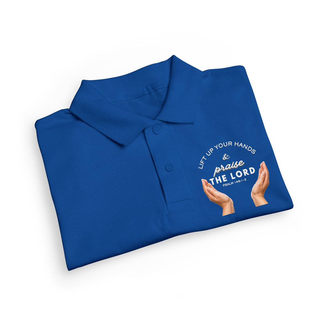Youth Polo ( white font ) — 'In God We Trust' Hands Logo Embroidered Chest Shirt