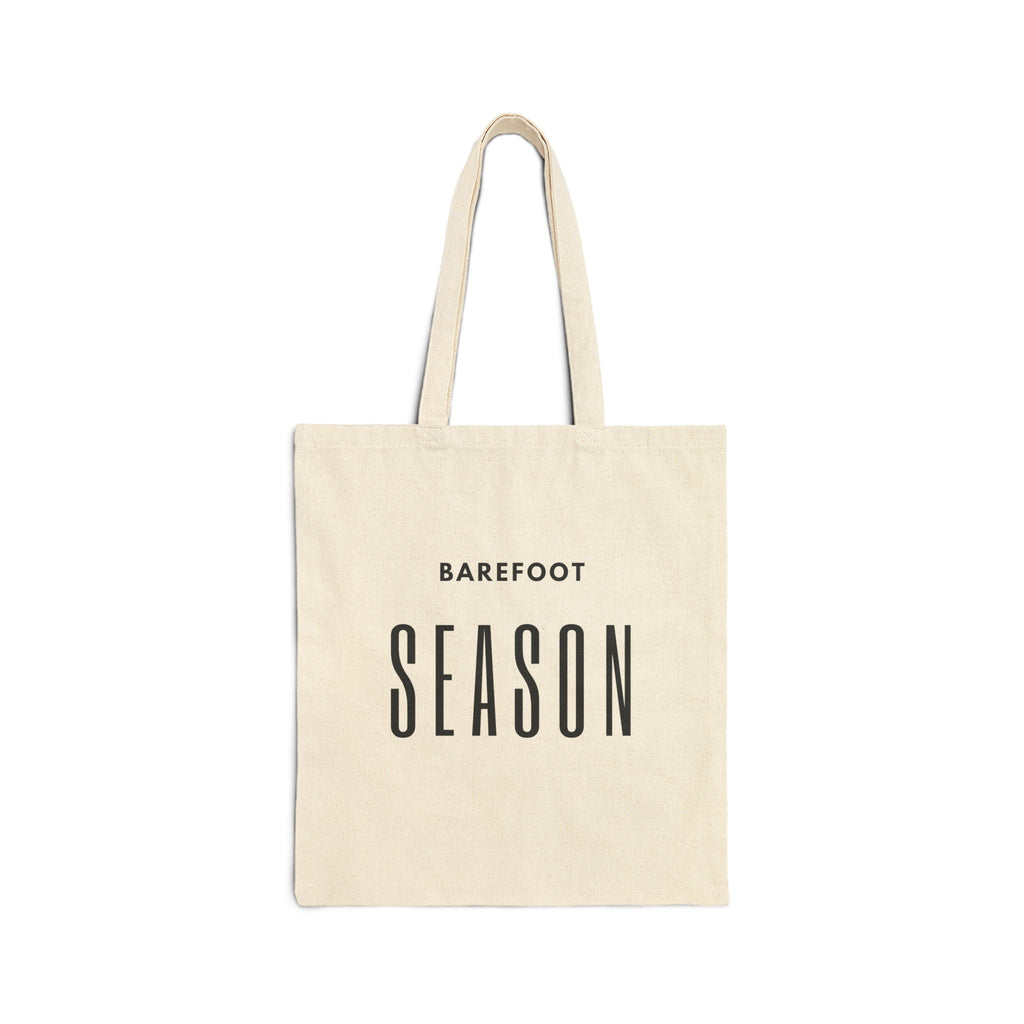Season Tote Bag — "Barefoot Season" Cotton Canvas Grocery & Beach Tote