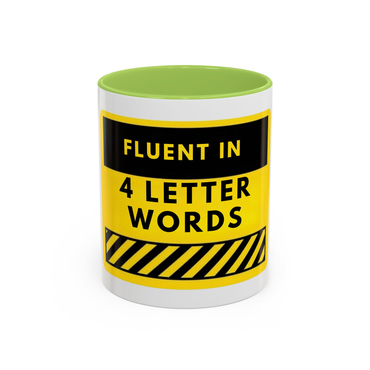 Coffee Mug — "Fluent in 4-Letter Words" Funny Retro Warning Sign