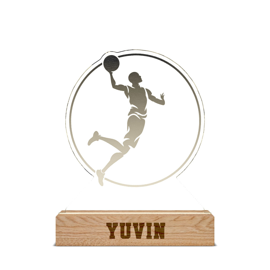 Custom UV Night Light Acrylic LED Lamp with Personalized Wooden Base