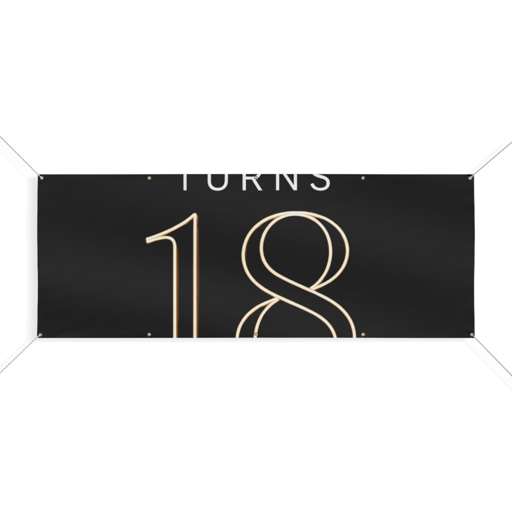 18th Birthday Matte Banner - Elegant Neon Numbers Party Sign
