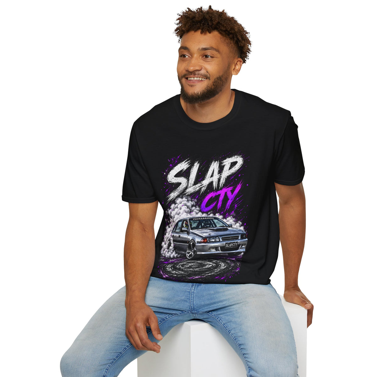 Slap City Drift Car T‑Shirt — RG Tyre & Wheels Promo Tee