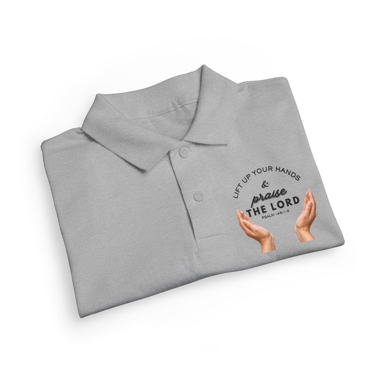 Youth Polo ( black font ) — 'In God We Trust' Hands Logo Embroidered Chest Shirt